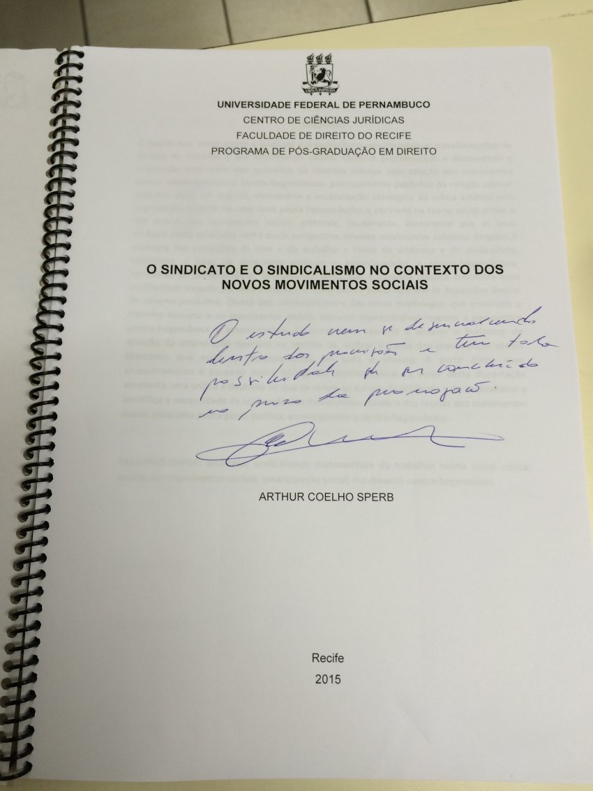 Direito coletivo do trabalho em destaque: Arthur Sperb defende dissertação de mestrado sobre sindicalismo
